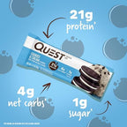 Quest Nutrition Cookies & Cream Protein Bars, 21g Protein, 4g Net Carbs, 1g Sugar, High Fiber, Gluten Free, Keto Friendly, 4 Count - Image 5