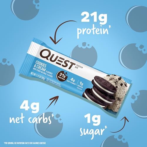 Quest Nutrition Cookies & Cream Protein Bars, 21g Protein, 4g Net Carbs, 1g Sugar, High Fiber, Gluten Free, Keto Friendly, 4 Count - Image 5