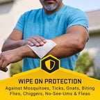 Close up of Repel DEET heavy duty skin towelette package for trekking and camping defense