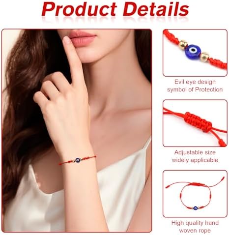 Adjustable red string protection bracelet with gold bead detail