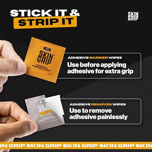 Compact packaging of Skin Grip skin-friendly adhesive removal wipes