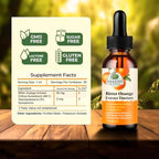 Vegan and non-GMO Amazing Botanicals liquid extract 1 ounce bottle labels.