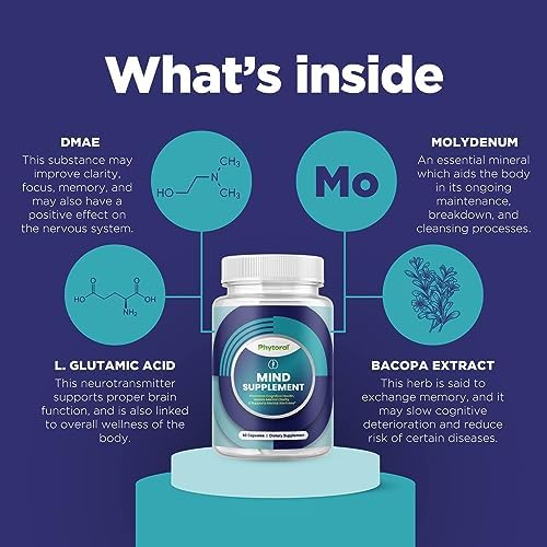 Phytoral brain vitamins sixty capsule bottle for adult mental alert support