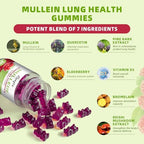 Vegan elderberry and mullein leaf extract gummies for immune health close up.
