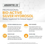 Natural Immunogenics Argentyn 23 pure silver hydrosol packaging highlighting safe absorption and purity.