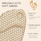 Zaiwoo invisible foot inserts placed inside a high heel sandal for pain relief.