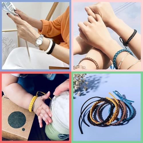 Close up of soft braided leather mosquito repellent band