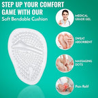Instructional view demonstrating the correct placement of Comfwalk cushions for ball of foot comfort.