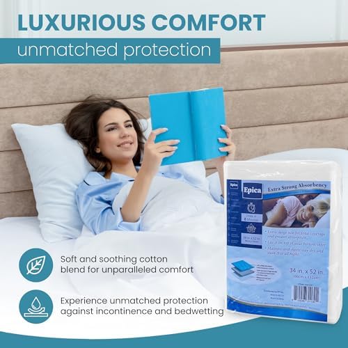 Packaging of Epica washable underpads demonstrating five hundred washes durability