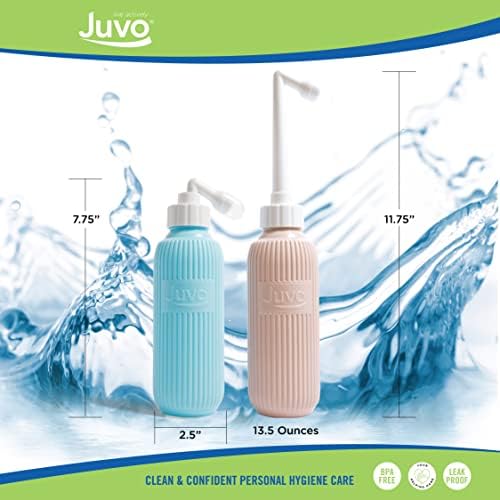 Top view of the Juvo peri bottle showing the leak-proof cap and 13.5 ounce capacity mark.