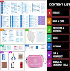 Open Raismile first aid kit displaying 165 pieces of medical supplies