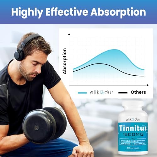 Authentic USA imported Elikadur tinnitus dietary supplement bottle on a clean background