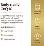Gluten free and dairy free Solgar Ubiquinol softgels label and dosage instructions