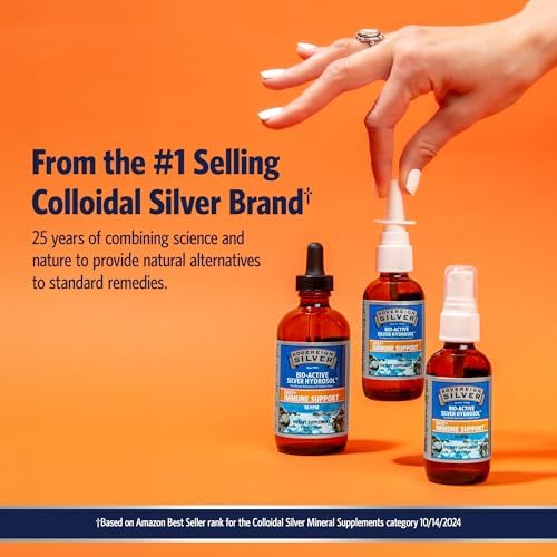 Sovereign Silver 1 Fluid Ounce clean formula vegan immune supplement side view