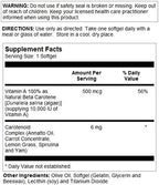 Solaray natural beta carotene supplement dietary facts and ingredients label view