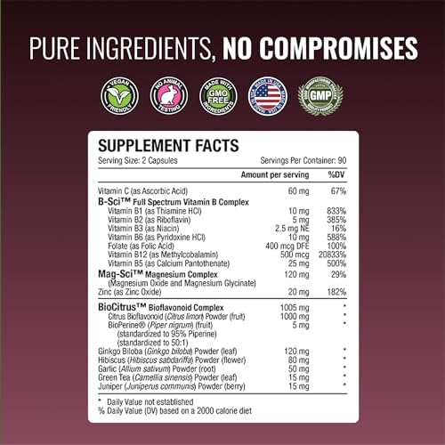 High potency Tinnitol tinnitus relief formula packaging back label displaying nutritional facts.
