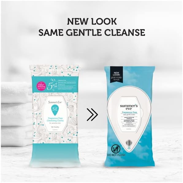 Close up of Summer's Eve fragrance free wipes for sensitive skin.