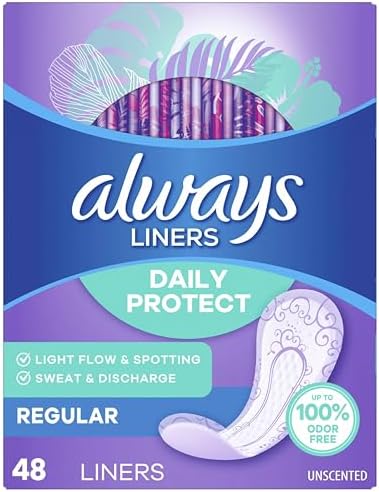 Always Radiant daily liners individually wrapped for portable feminine hygiene.