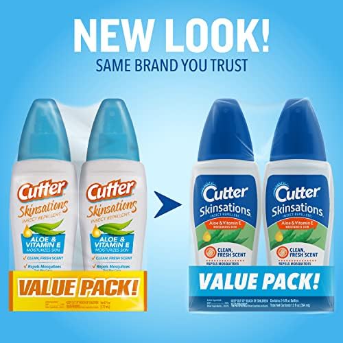 Six Fluid Ounce Cutter Skinsations insect repellent twin pack packaging details