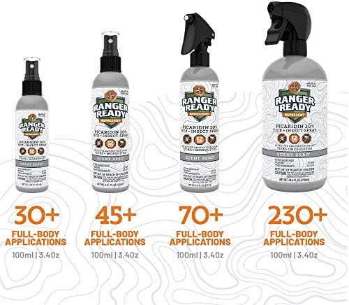 Compact 3.4 ounce bottle of Ranger Ready non greasy mosquito and tick repellent.