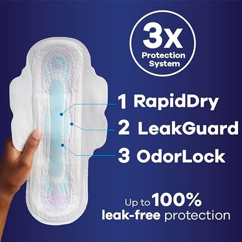 Always overnight pads with wings showing extra back coverage design