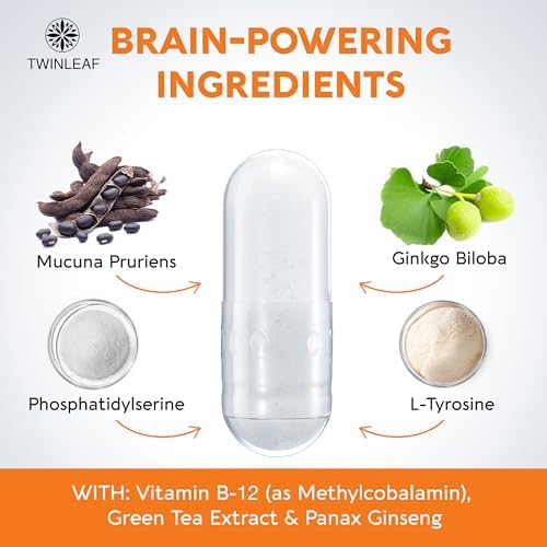 Twinleaf Dopamine Brain Food USA imported capsule bottle standing upright