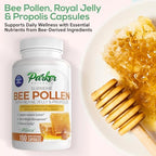 Back label of Parker Naturals Supreme Bee Pollen showing detailed ingredients and adult dosage instructions.