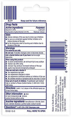 Clear Eyes Redness Relief ingredients label showing Naphazoline Hydrochloride and Glycerin.