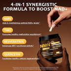 Pure organic NMN 1000mg dietary supplement capsules with Resveratrol and TMG