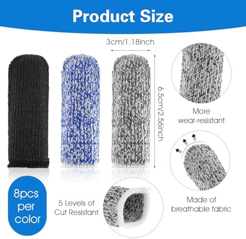 Washable and durable fabric finger cots demonstrating flexibility and secure fit on multiple fingers