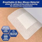 Close up view of the MED PRIDE adhesive wound bandage highlighting the breathable non woven border and white absorbent pad.