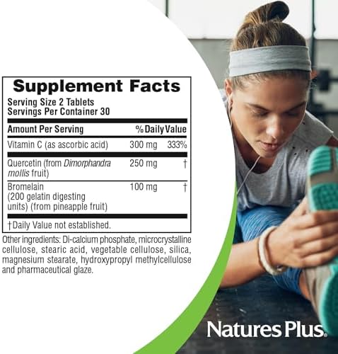 Gluten free and vegetarian quercetin plus tablets by NaturesPlus side view