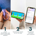 User holding Perifit pelvic floor training device