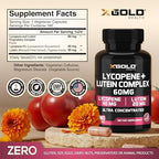 X Gold Health vision support formula showing ingredient facts panel with forty milligrams lycopene