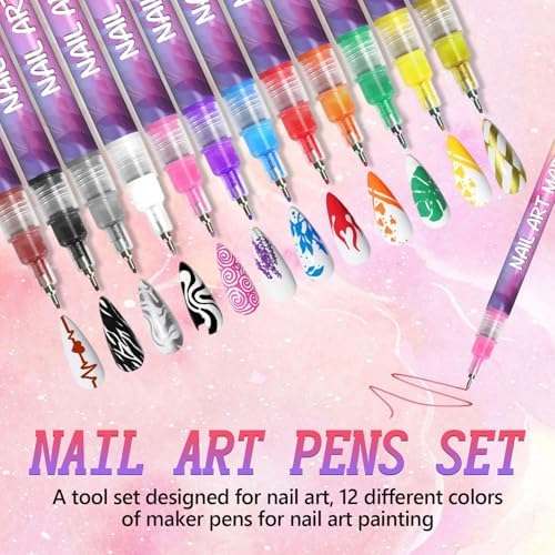 12 color nail art marker set for DIY manicures