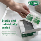Three boxes of Curad sterile alcohol prep pads showing bulk packaging