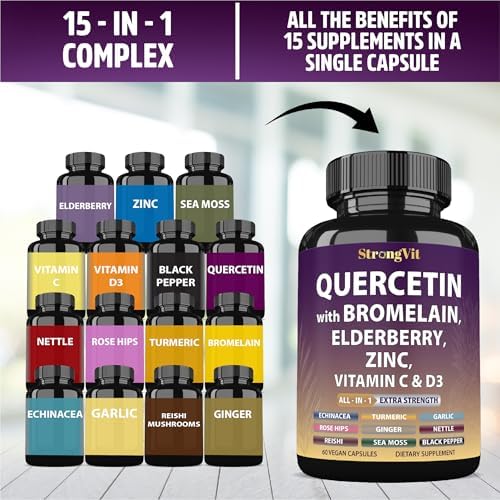 StrongVit brand elderberry zinc and vitamin complex product package features