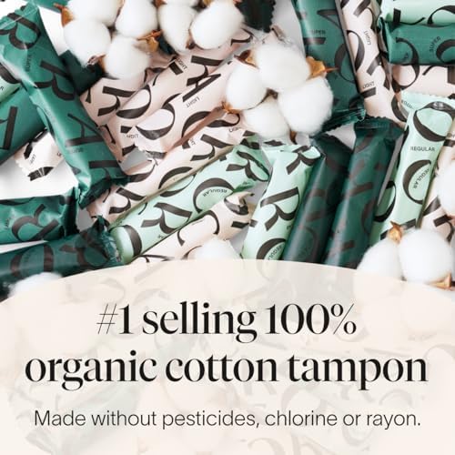 100 percent certified organic cotton tampons by Cora for non-toxic leak protection.