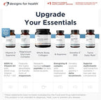 Side view of Designs For Health Astaxanthin 60 softgels bottle highlighting USA manufacturing info