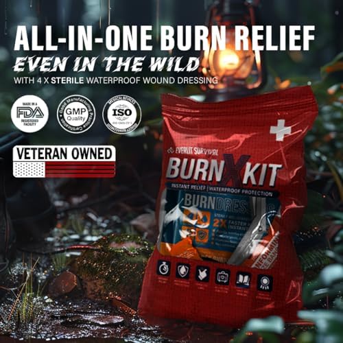 Everlit survival burn kit contents for hiking and camping safety