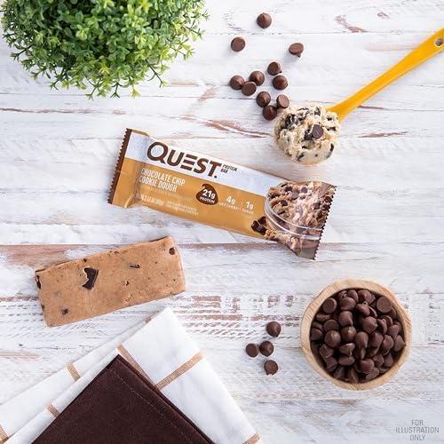 Quest Nutrition Chocolate Chip Dough Cookie Protein Bars, 21g Protein, 1g Sugar, 4g Net Carb, High Fiber, Gluten Free, Keto Friendy, 12 Count - Image 7
