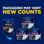 Side view of TENA male protective liners packaging highlighting heavy absorbency specifications
