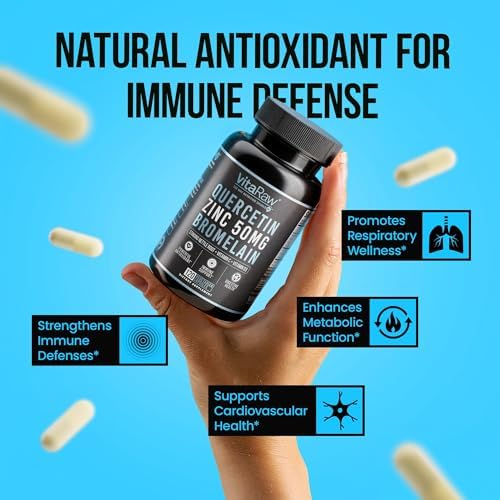 VitaRaw imported wellness capsules showing the premium six ingredient formula breakdown