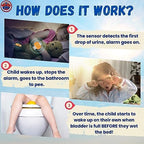 Captain Dry moisture sensor clip attached to child underwear for bedwetting detection.