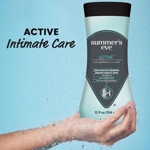 Summer's Eve Active 12 fluid ounce bottle featuring Acti-Cool eucalyptus and peppermint blend
