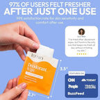 FOMIN plastic free body wipes box showcasing eco friendly and hypoallergenic certifications.