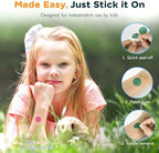 Waterproof child friendly insect bite patches being applied to a toddler for scratch protection.
