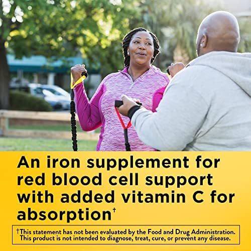 Angled view of Nature Made Iron 18mg daily value nutritional supplement container