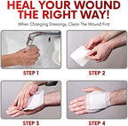 Back label specifications and product information for Healqu sterile bordered gauze wound dressing.