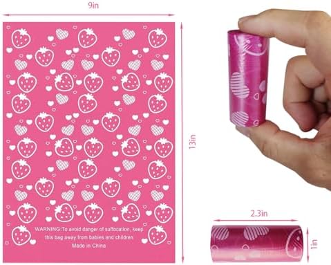 Pink and purple rolls of scented tampon disposal bags for travel.